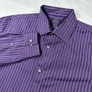 Marc Anthony Slim Fit Purple Long‎ Sleeve Button Down Mens Shirt Sz 17 32-33